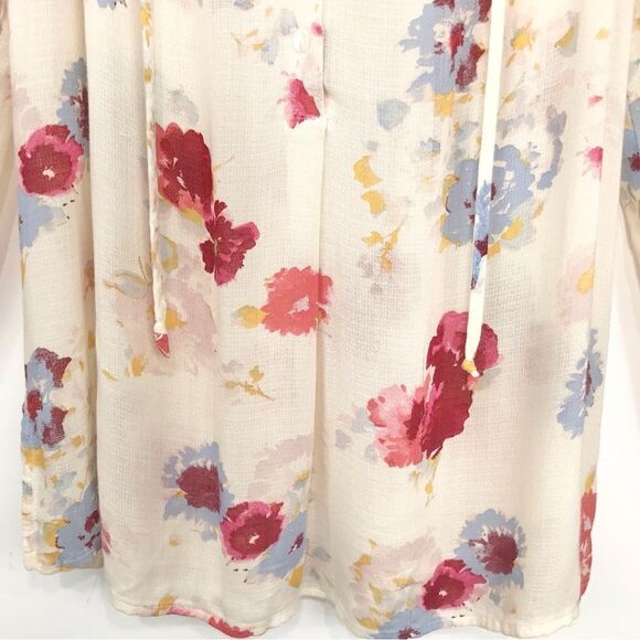 Lucky Brand Major Floral Cream Boho Peasant Festival Blouse - Picture 8 of 16